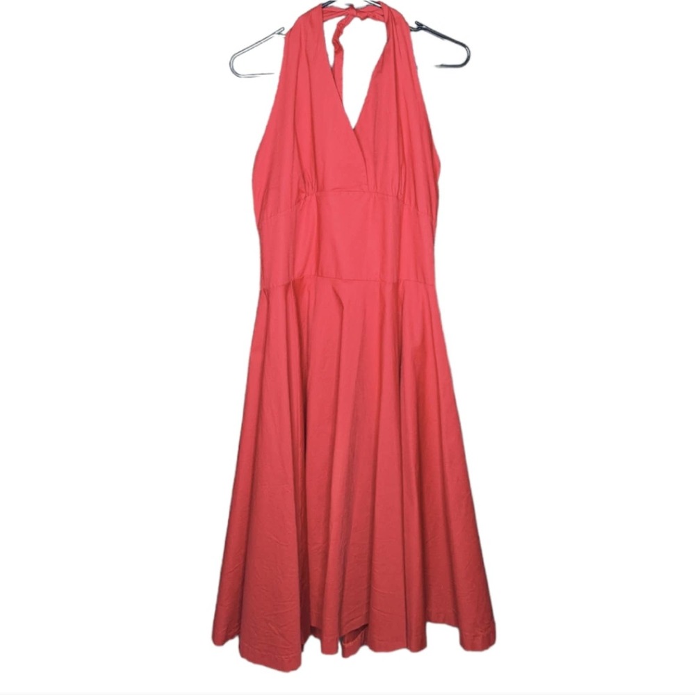 Vintage Lilli Jean Original Rockabilly Pinup 50s Halter Red Midi Dress Sz XL
